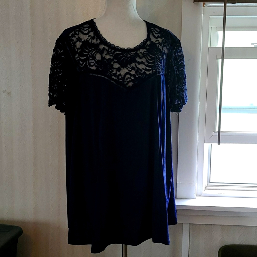 Torrid Navy Lace Top